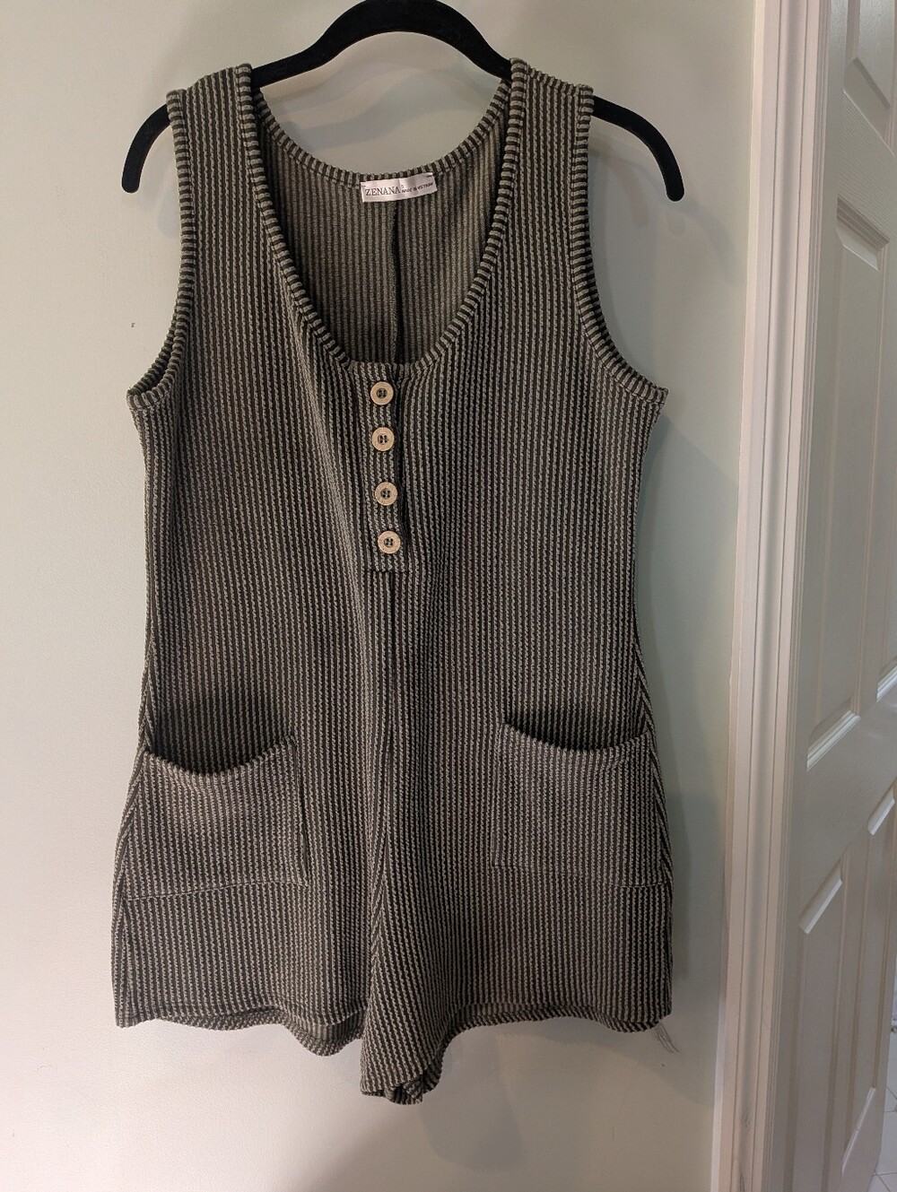 Zenana Outfitters Olive Ribbed Sleeveless Romper
